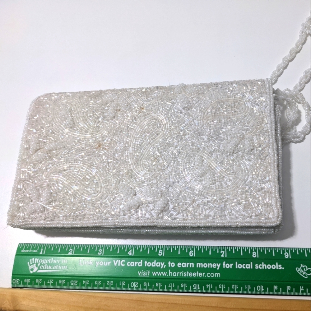 White beaded evening bag